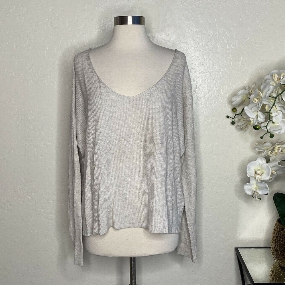 Eileen Fisher Womens 3/4 Sleeve Beige Knit Top L